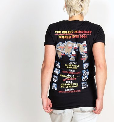 Women's Street Fighter II World Tour Black Boyfriend Rolled Sleeve T-Shirt Women's Street Fighter II World Tour Black Boyfriend Rolled Sleeve T-Shirt