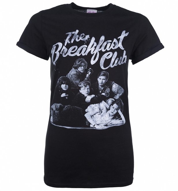 Women's The Breakfast Club Group Black Boyfriend Fit T-Shirt With Rolled Sleeves Women's The Breakfast Club Group Black Boyfriend Fit T-Shirt With Rolled Sleeves