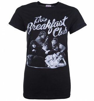 Women's The Breakfast Club Group Black Boyfriend Fit T-Shirt With Rolled Sleeves Women's The Breakfast Club Group Black Boyfriend Fit T-Shirt With Rolled Sleeves