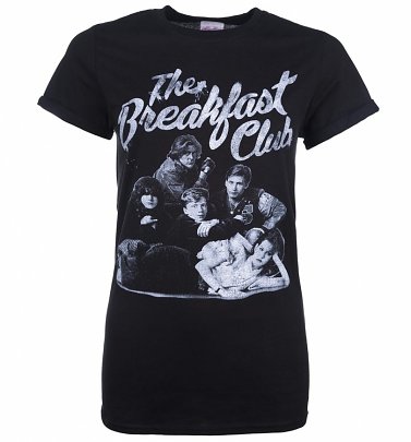 Women's The Breakfast Club Group Black Boyfriend Fit T-Shirt With Rolled Sleeves Women's The Breakfast Club Group Black Boyfriend Fit T-Shirt With Rolled Sleeves