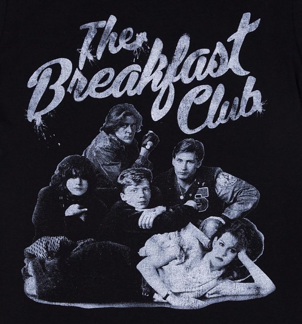 Women's The Breakfast Club Group Black Boyfriend Fit T-Shirt With Rolled Sleeves Women's The Breakfast Club Group Black Boyfriend Fit T-Shirt With Rolled Sleeves