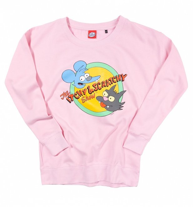 Women's The Simpsons Itchy and Scratchy Baby Pink Sweater