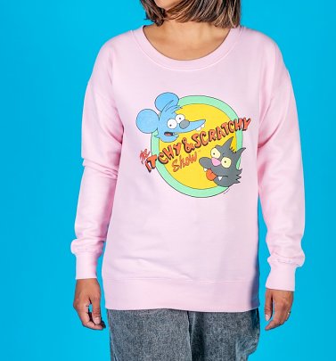 Women's The Simpsons Itchy and Scratchy Baby Pink Sweater Women's The Simpsons Itchy and Scratchy Baby Pink Sweater