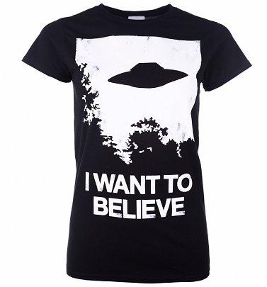 Women's The X-Files Inspired I Want To Believe Black T-Shirt Women's The X-Files Inspired I Want To Believe Black T-Shirt