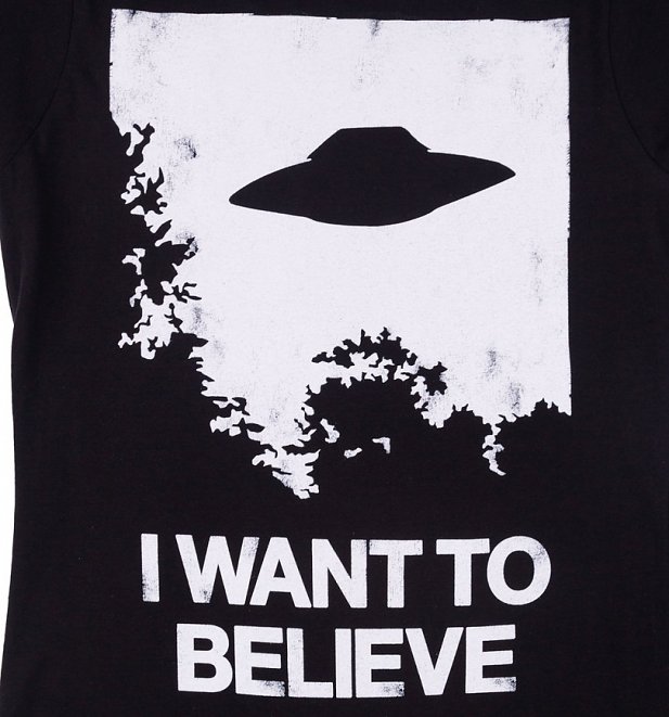 Women's The X-Files Inspired I Want To Believe Black T-Shirt Women's The X-Files Inspired I Want To Believe Black T-Shirt