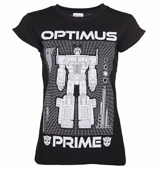 Women's Transformers Optimus Prime Blueprint Rolled Sleeve Boyfriend T-Shirt Women's Transformers Optimus Prime Blueprint Rolled Sleeve Boyfriend T-Shirt