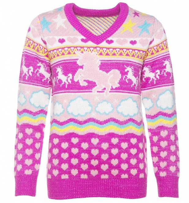Women's Unicorn Knitted V-Neck Jumper Women's Unicorn Knitted V-Neck Jumper