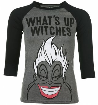Women's Ursula What's Up Witches The Little Mermaid Raglan Baseball T-Shirt Women's Ursula What's Up Witches The Little Mermaid Raglan Baseball T-Shirt