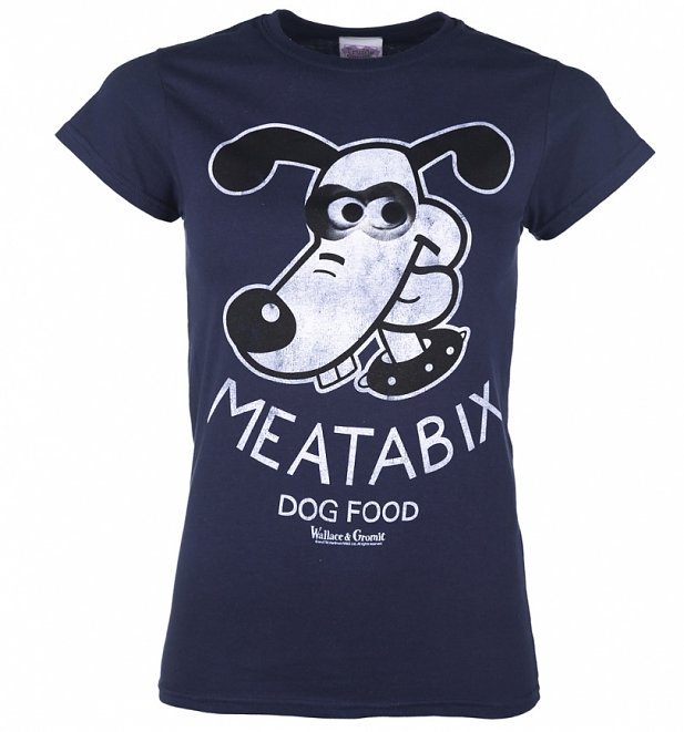 Women's Wallace And Gromit Meatabix Dog Food Navy T-Shirt Women's Wallace And Gromit Meatabix Dog Food Navy T-Shirt