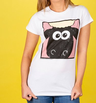 Women's Wallace And Gromit Shaun The Sheep Face White T-Shirt