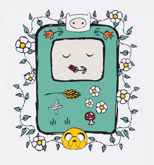 Women's White Adventure Time Flowers T-Shirt Women's White Adventure Time Flowers T-Shirt