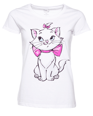 Women's White Disney Aristocats Marie Front And Back Print T-Shirt Women's White Disney Aristocats Marie Front And Back Print T-Shirt