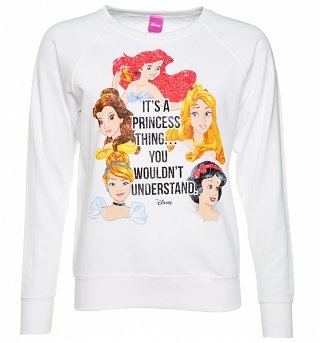 Women's White Disney It's A Princess Thing Sweater Women's White Disney It's A Princess Thing Sweater