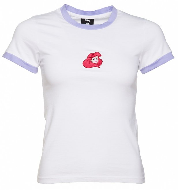 Women's White Disney Princess Little Mermaid Ariel Ringer T-Shirt from Local Heroes Women's White Disney Princess Little Mermaid Ariel Ringer T-Shirt from Local Heroes