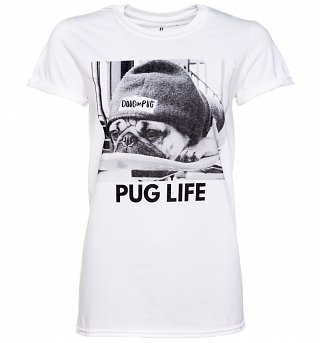 Women's White Doug The Pug Pug Life Rolled Sleeve T-Shirt Women's White Doug The Pug Pug Life Rolled Sleeve T-Shirt