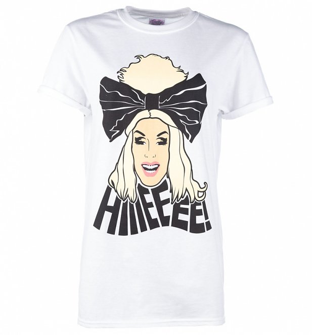 Women's White RuPaul's Drag Race Alaska Hiiieeee! Boyfriend Fit Rolled Sleeve T-Shirt Women's White RuPaul's Drag Race Alaska Hiiieeee! Boyfriend Fit Rolled Sleeve T-Shirt
