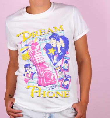 Women's White Dream Phone Boyfriend Fit Rolled Sleeve T-Shirt Women's White Dream Phone Boyfriend Fit Rolled Sleeve T-Shirt