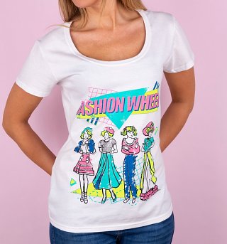 Women's White Fashion Wheel Scoop Neck T-Shirt Women's White Fashion Wheel Scoop Neck T-Shirt