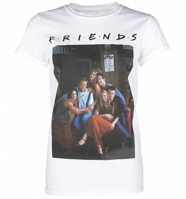 Women's White Friends Characters Rolled Sleeve T-Shirt Women's White Friends Characters Rolled Sleeve T-Shirt