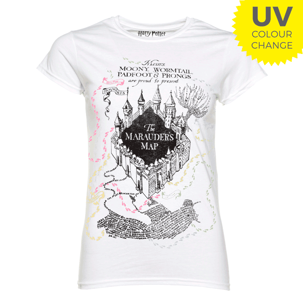 Women's White Harry Potter Marauders Map UV T-Shirt Women's White Harry Potter Marauders Map UV T-Shirt