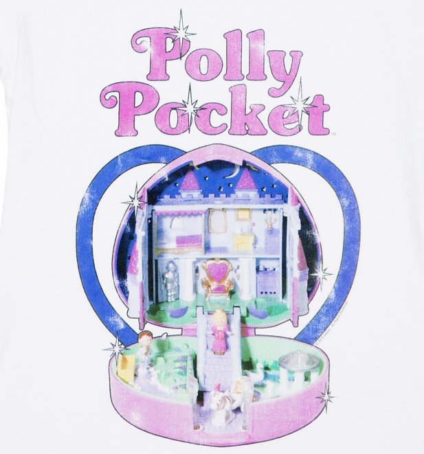 Women's White Vintage Polly Pocket Scoop Neck T-Shirt Women's White Vintage Polly Pocket Scoop Neck T-Shirt