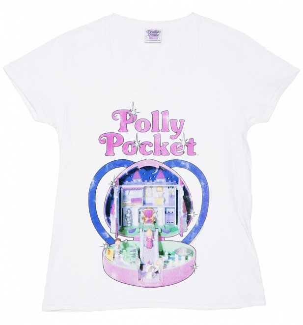 Women's White Vintage Polly Pocket Scoop Neck T-Shirt Women's White Vintage Polly Pocket Scoop Neck T-Shirt