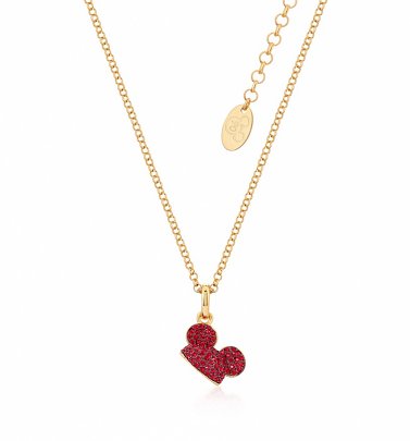 Yellow Gold Plated Mickey Mouse Red Crystal Ears Necklace from Disney by Couture Kingdom Yellow Gold Plated Mickey Mouse Red Crystal Ears Necklace from Disney by Couture Kingdom