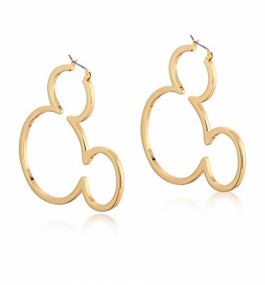 Yellow Gold Plated Mickey Mouse Silhouette Hoop Earrings from Disney by Couture Kingdom Yellow Gold Plated Mickey Mouse Silhouette Hoop Earrings from Disney by Couture Kingdom