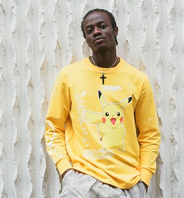 Yellow Pokemon Pikachu Long Sleeve T-Shirt from Criminal Damage