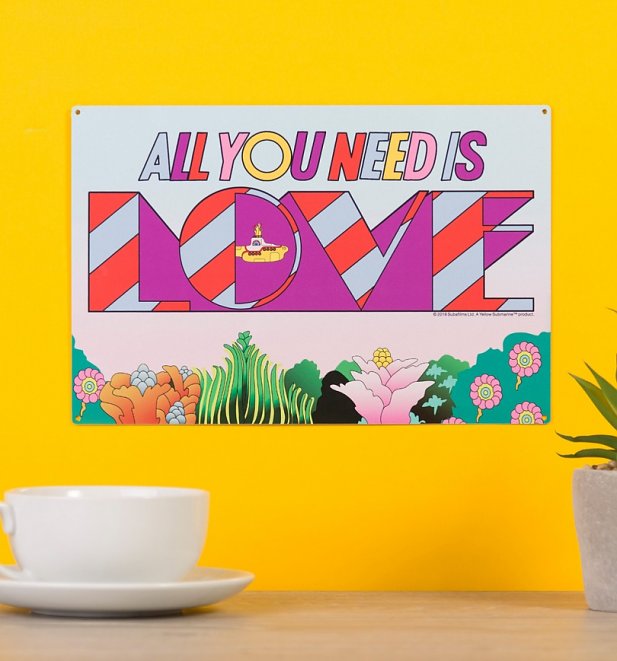 Yellow Submarine All You Need Is Love Metal Sign Yellow Submarine All You Need Is Love Metal Sign