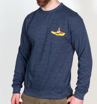 Yellow Submarine Embroidered Heather Navy Sweater Yellow Submarine Embroidered Heather Navy Sweater