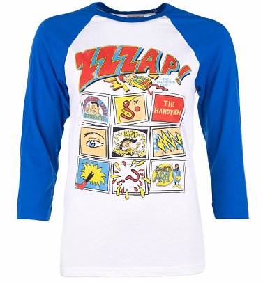 Zzzap Inspired Comic Book Cover White And Blue Raglan Baseball T-Shirt Zzzap Inspired Comic Book Cover White And Blue Raglan Baseball T-Shirt