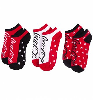 Women's Coca-Cola Classic Logo Stars 3pk Socks Women's Coca-Cola Classic Logo Stars 3pk Socks