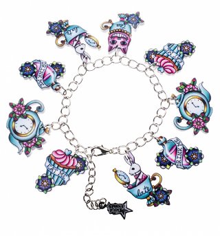 Alice In Wonderland Tattoo Charm Bracelet from Punky Pins Alice In Wonderland Tattoo Charm Bracelet from Punky Pins