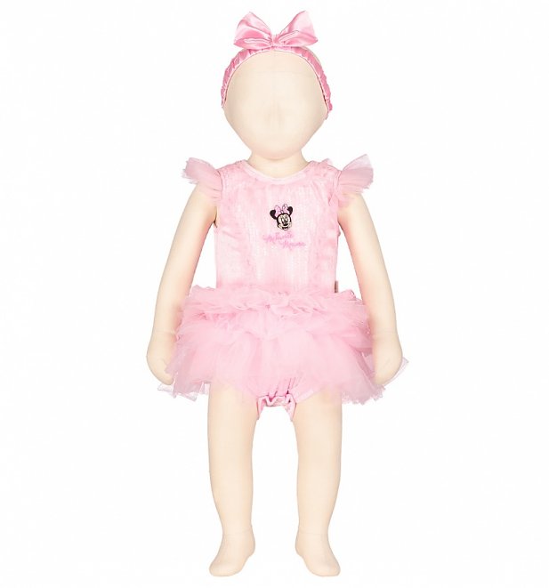 Kids Disney Minnie Mouse Ruffled Pink Sparkle Tutu Costume With Headband Kids Disney Minnie Mouse Ruffled Pink Sparkle Tutu Costume With Headband