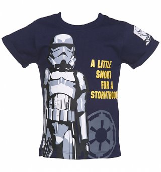 Kids Navy Star Wars Little Short For A Stormtrooper T-Shirt from Fabric Flavours Kids Navy Star Wars Little Short For A Stormtrooper T-Shirt from Fabric Flavours