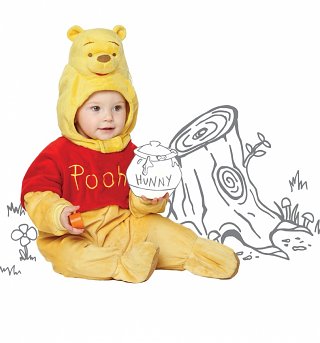 Kids Winnie The Pooh Hooded All-In-One Outfit Kids Winnie The Pooh Hooded All-In-One Outfit