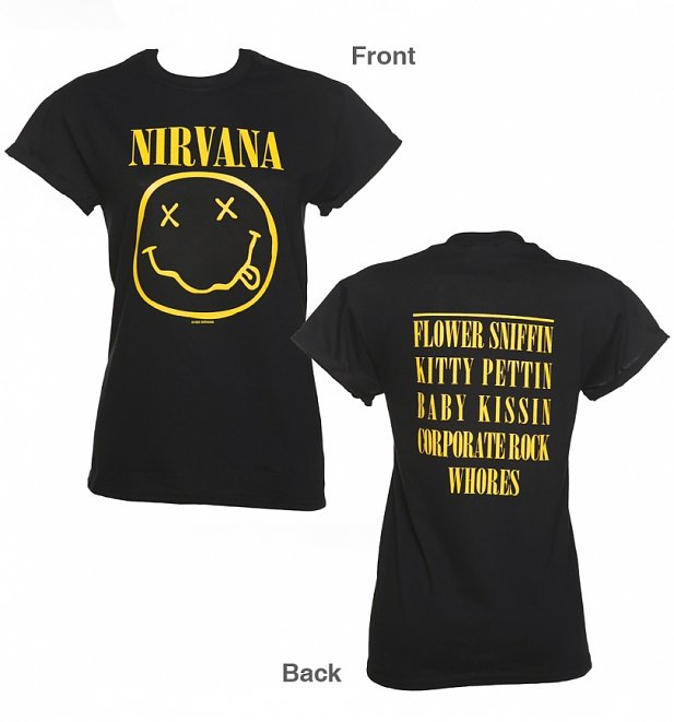 Women's Black Nirvana Nevermind Rolled Sleeve Boyfriend T-Shirt Women's Black Nirvana Nevermind Rolled Sleeve Boyfriend T-Shirt