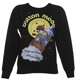 Women's Black We're Off To Button Moon Sweater Women's Black We're Off To Button Moon Sweater