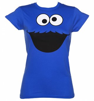 Women's Blue Cookie Monster Face Sesame Street T-Shirt Women's Blue Cookie Monster Face Sesame Street T-Shirt