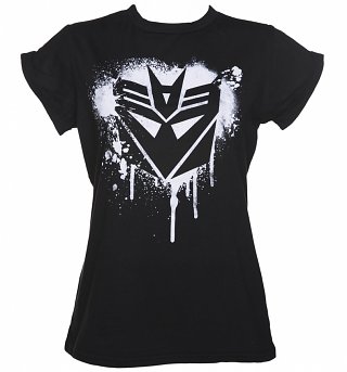 Women's Decepticon Transformers Stencil Rolled Sleeve Boyfriend T-Shirt Women's Decepticon Transformers Stencil Rolled Sleeve Boyfriend T-Shirt
