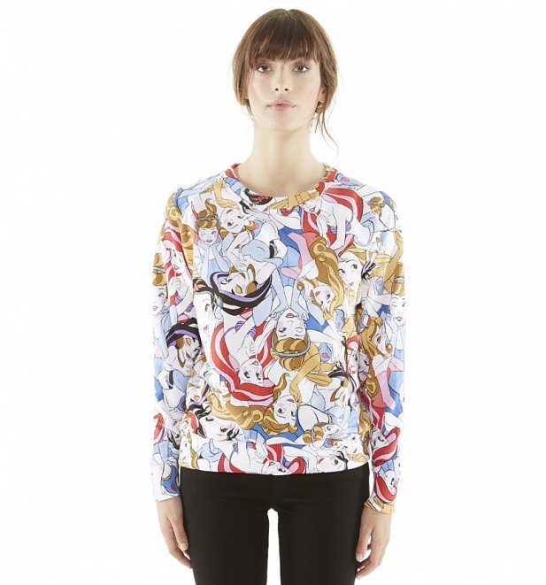 Women's Disney Princess Runs The World All Over Print Sweater from