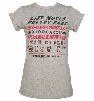Women's Ferris Bueller Life Moves Pretty Fast Rolled Sleeve Boyfriend T-Shirt Women's Ferris Bueller Life Moves Pretty Fast Rolled Sleeve Boyfriend T-Shirt