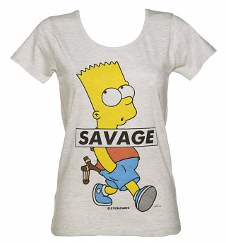 Women's Grey Marl Bart Simpson Savage T-Shirt from Eleven Paris Women's Grey Marl Bart Simpson Savage T-Shirt from Eleven Paris