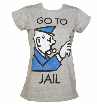 Women's Monopoly Go To Jail Rolled Sleeve Boyfriend T-Shirt Women's Monopoly Go To Jail Rolled Sleeve Boyfriend T-Shirt