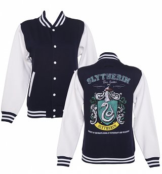 Women's Navy Harry Potter Slytherin Team Quidditch Varsity Jacket Women's Navy Harry Potter Slytherin Team Quidditch Varsity Jacket