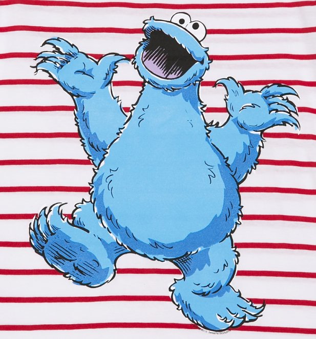 Women's Sesame Street Cookie Monster Striped Scoop Neck T-Shirt Women's Sesame Street Cookie Monster Striped Scoop Neck T-Shirt