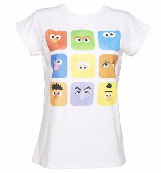 Women's Sesame Street Cubes Rolled Sleeve Boyfriend T-Shirt Women's Sesame Street Cubes Rolled Sleeve Boyfriend T-Shirt