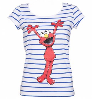 Women's Sesame Street Elmo Striped Scoop Neck T-Shirt Women's Sesame Street Elmo Striped Scoop Neck T-Shirt