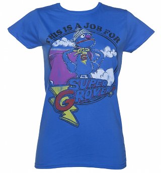 Women's Sesame Street Super Grover T-Shirt Women's Sesame Street Super Grover T-Shirt